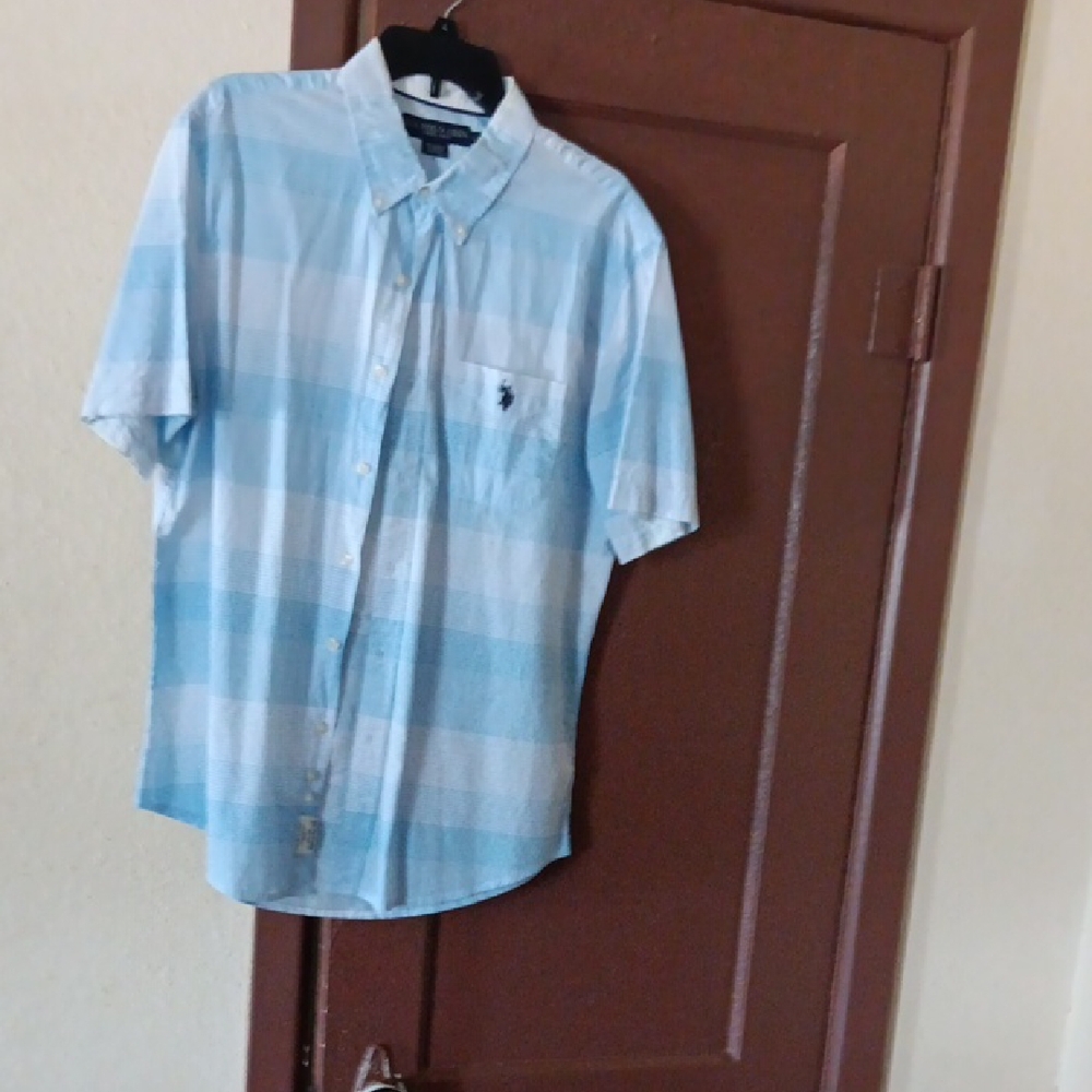 U.S. Polo Assn. Blue and White Casual Button Down Shirt